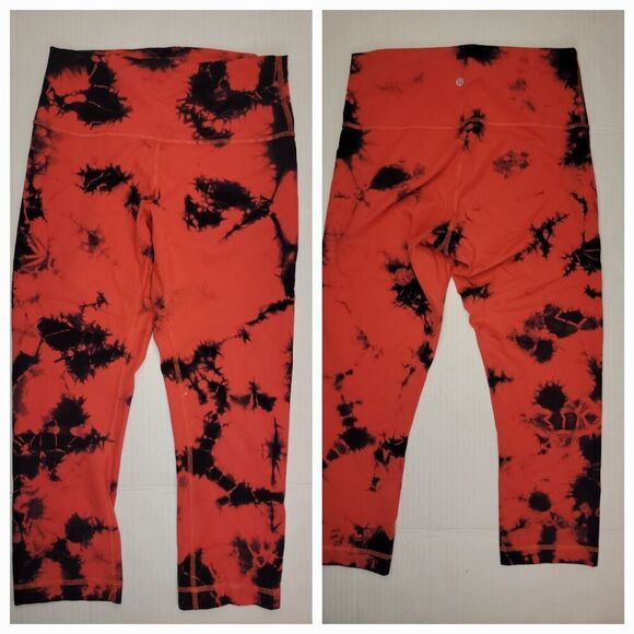 Lululemon Wunder Train High-Rise Tight Sz 10 Tie Dye 21" Crop W6BFTS - Picture 1 of 8